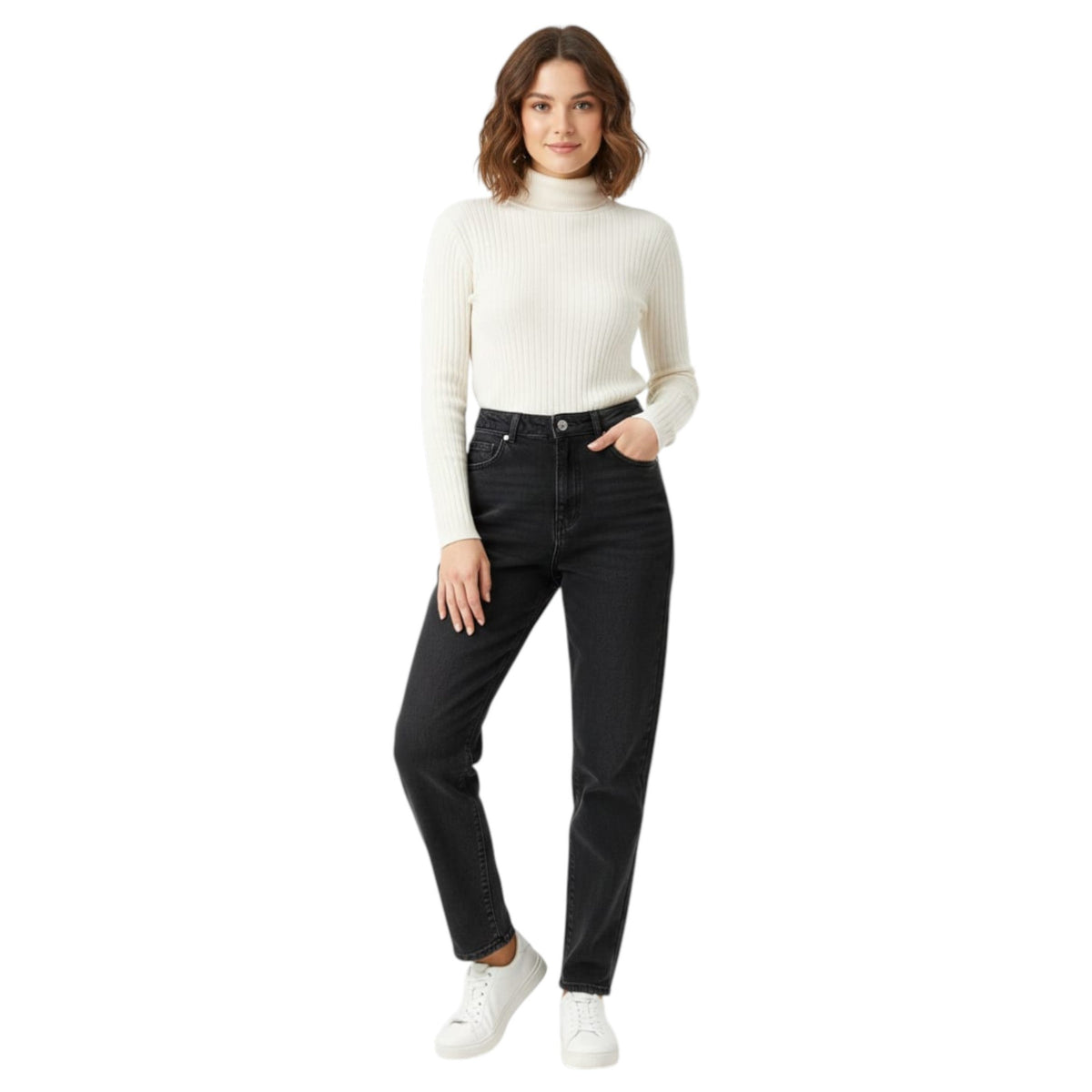 Women's Plain Solid Jeans,Black