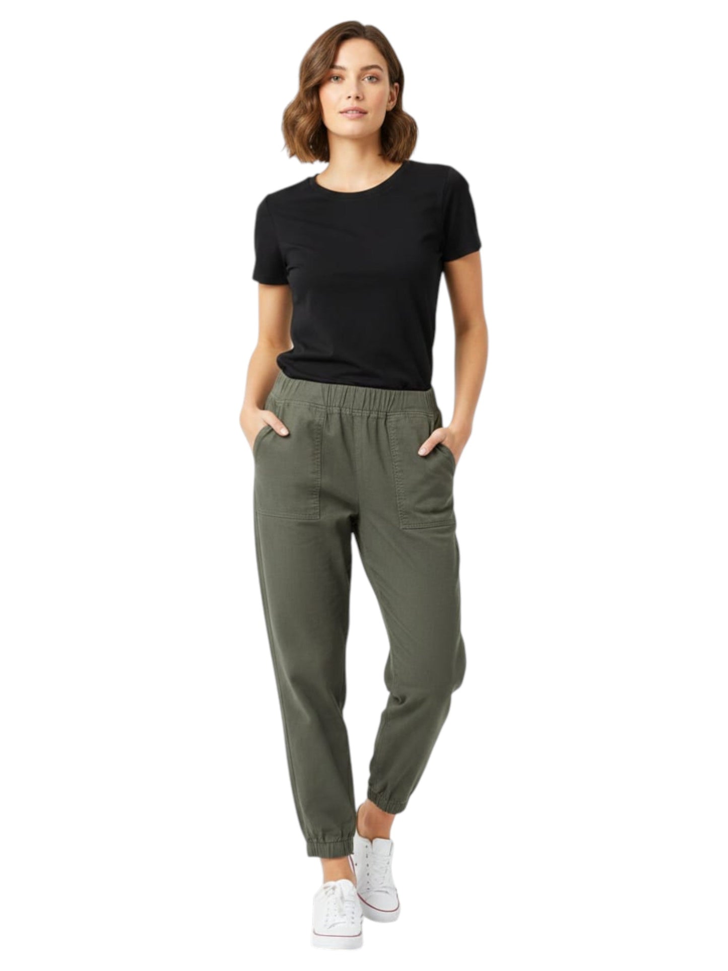 Women's Plain Solid Pant,Olive