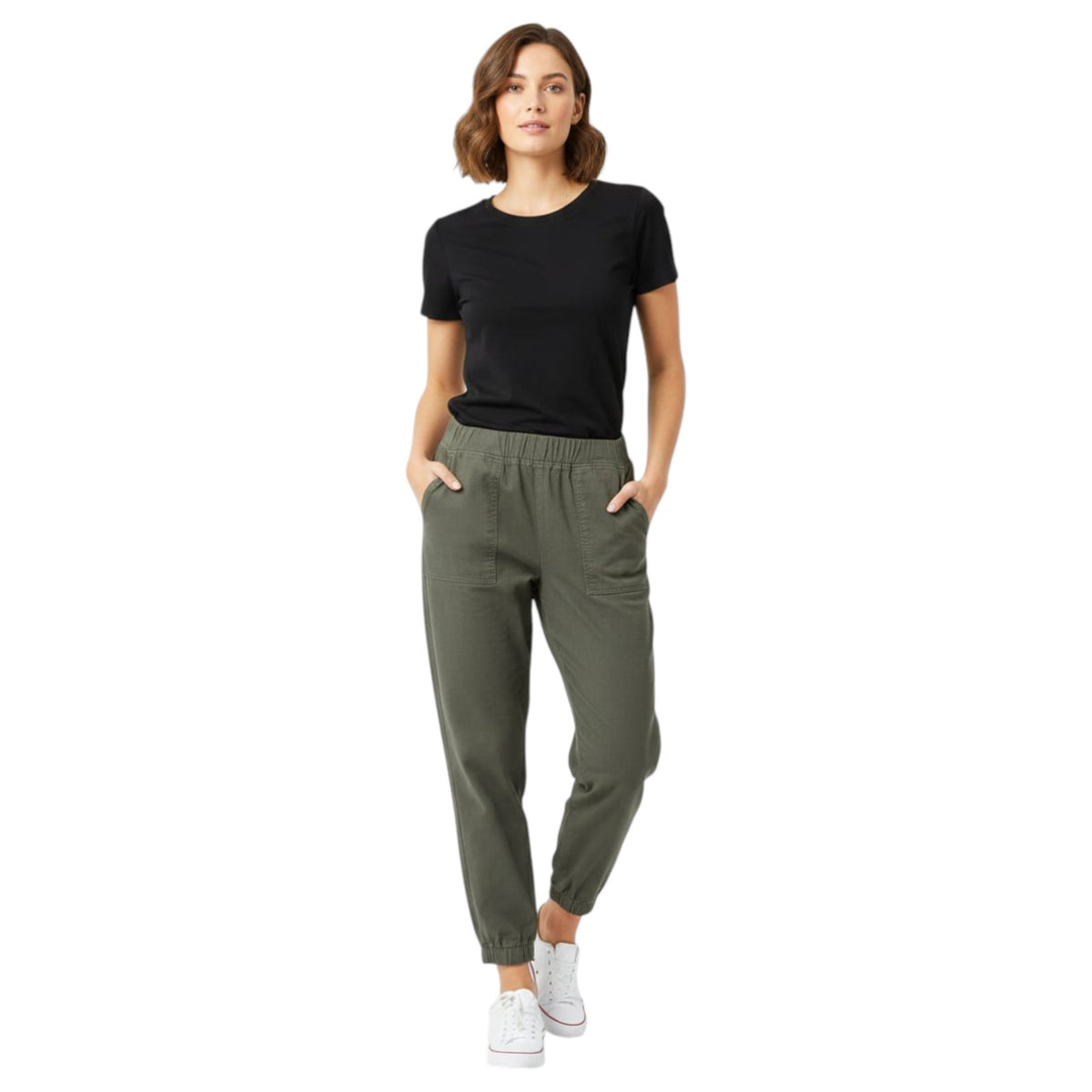 Women's Plain Solid Pant,Olive