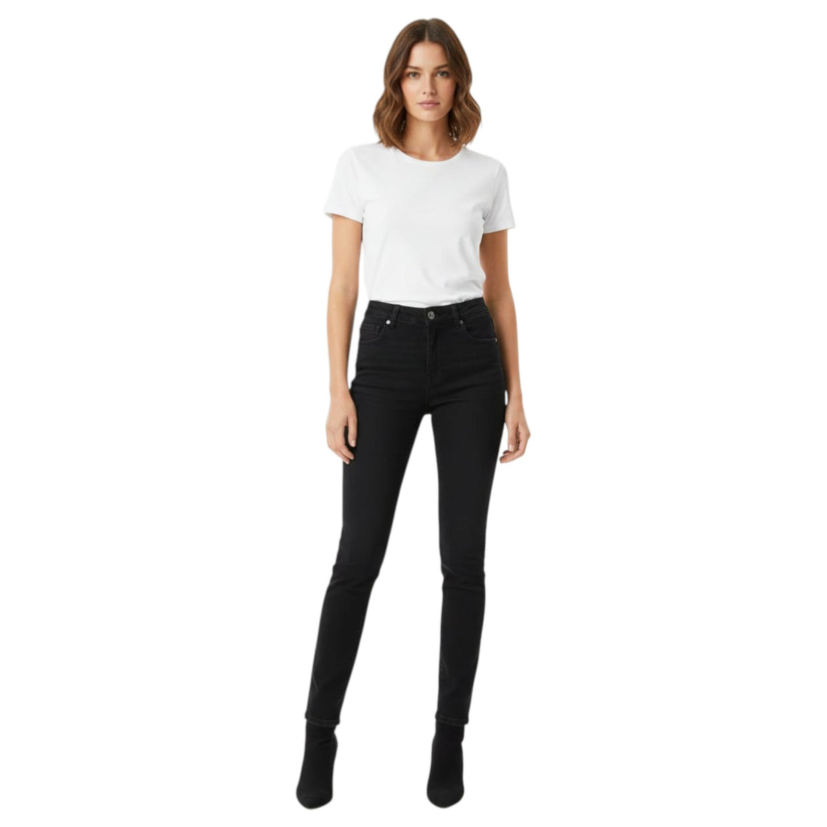 Women's Plain Solid Jeans,Black