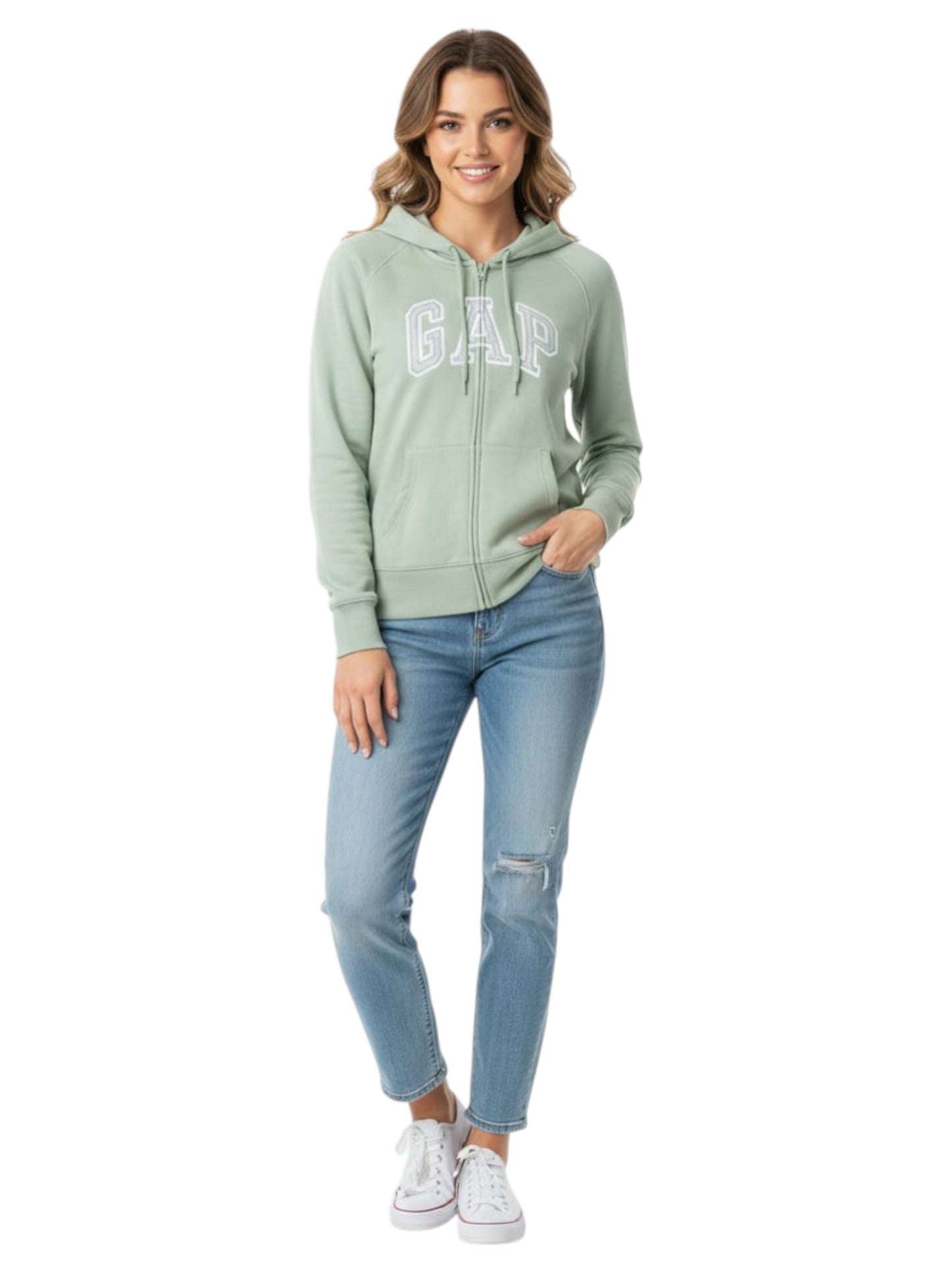 Women's Brand Logo Printed Hoodie,Light Green