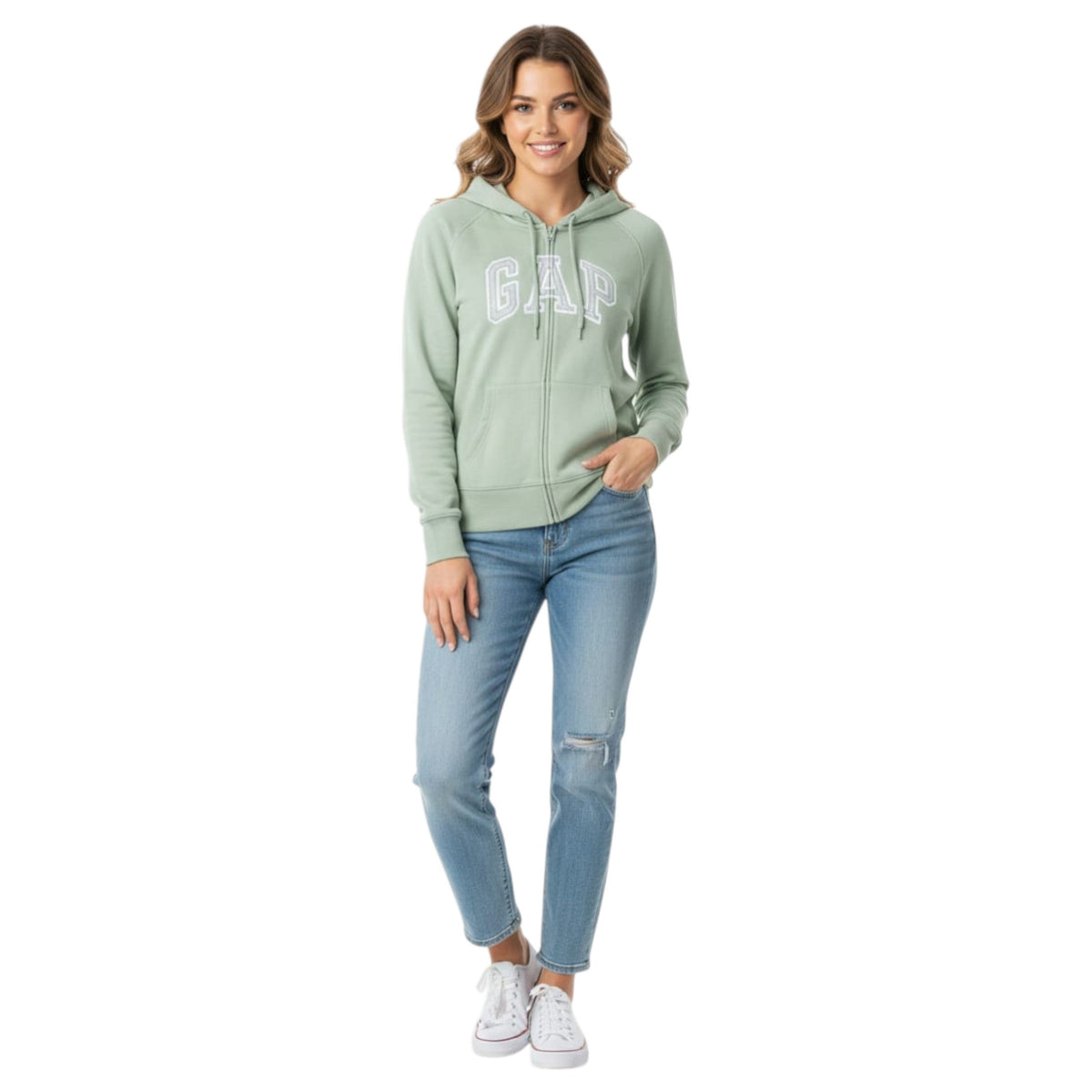 Women's Brand Logo Printed Hoodie,Light Green