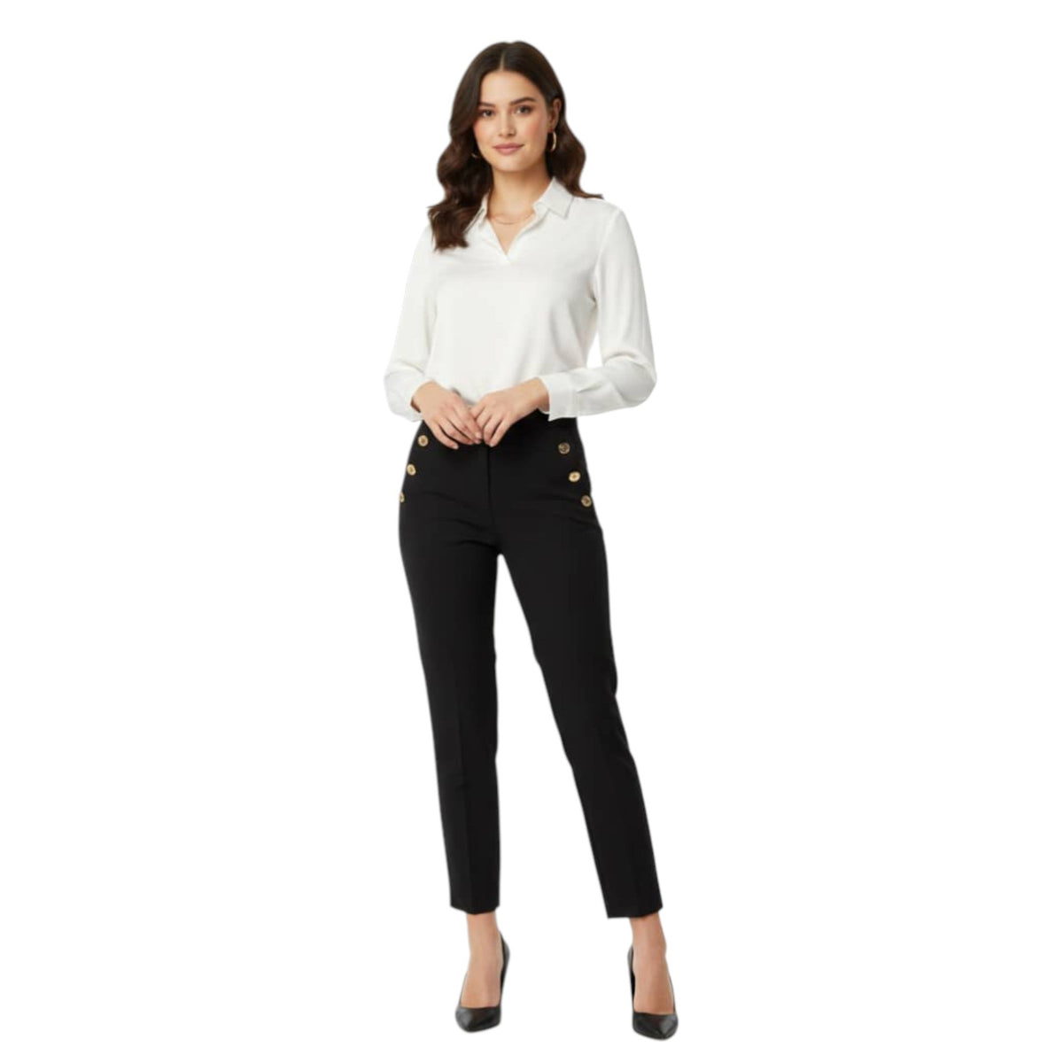 Women's Plain Solid Classic Pant,Black