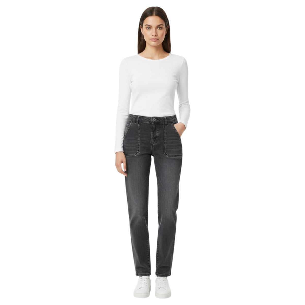Women's Washed Jeans,Grey