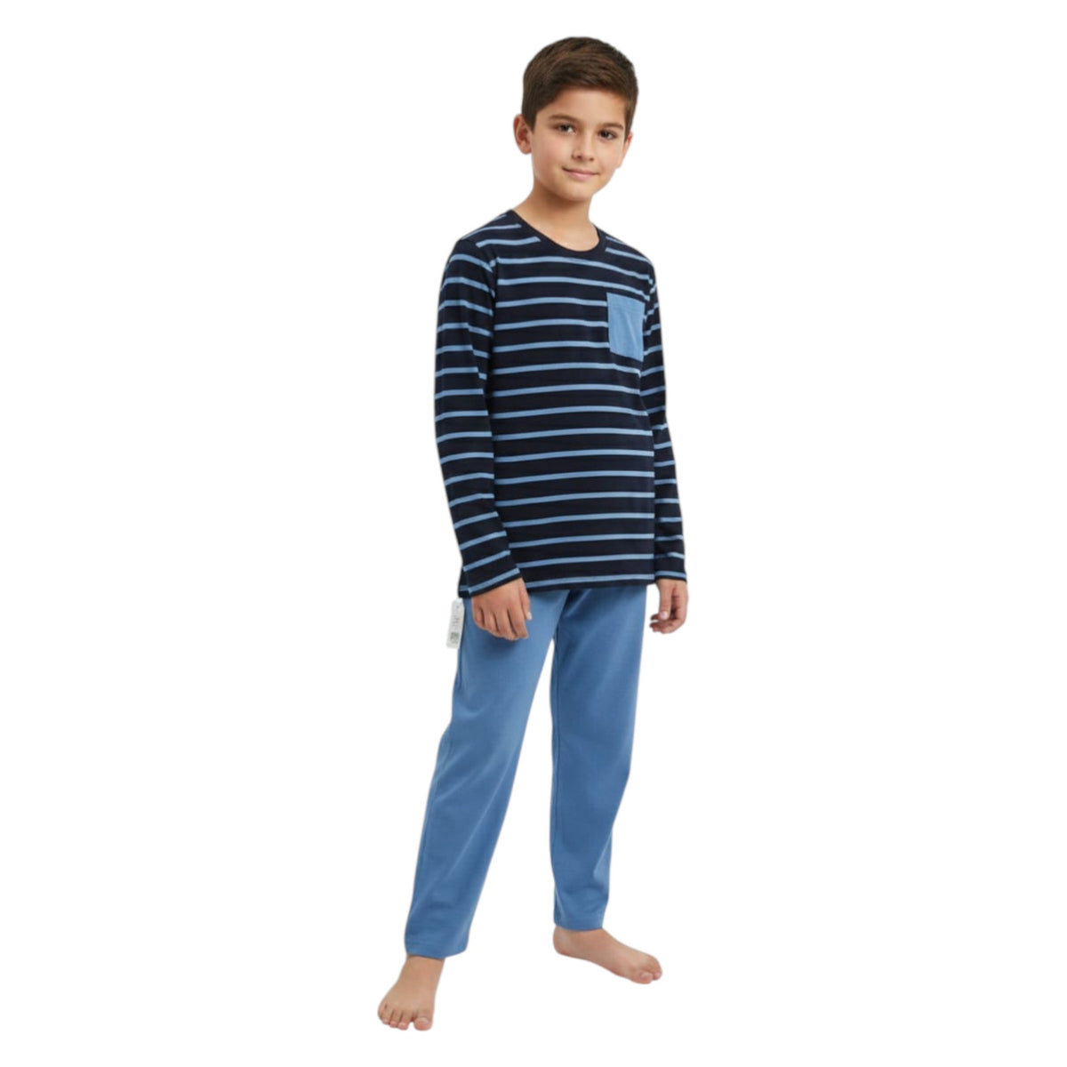 Kids Boy's Striped Pajama Set,Black/Blue