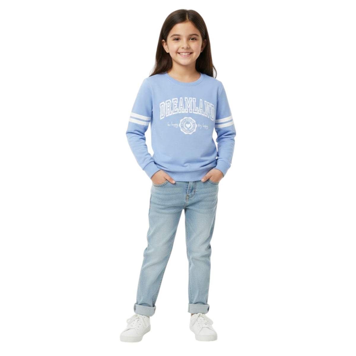 Kids Girl's Printed Top,Light Blue
