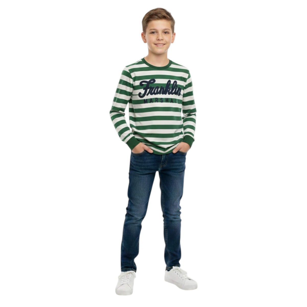 Kids Boy's Striped Top,Light Grey/Green