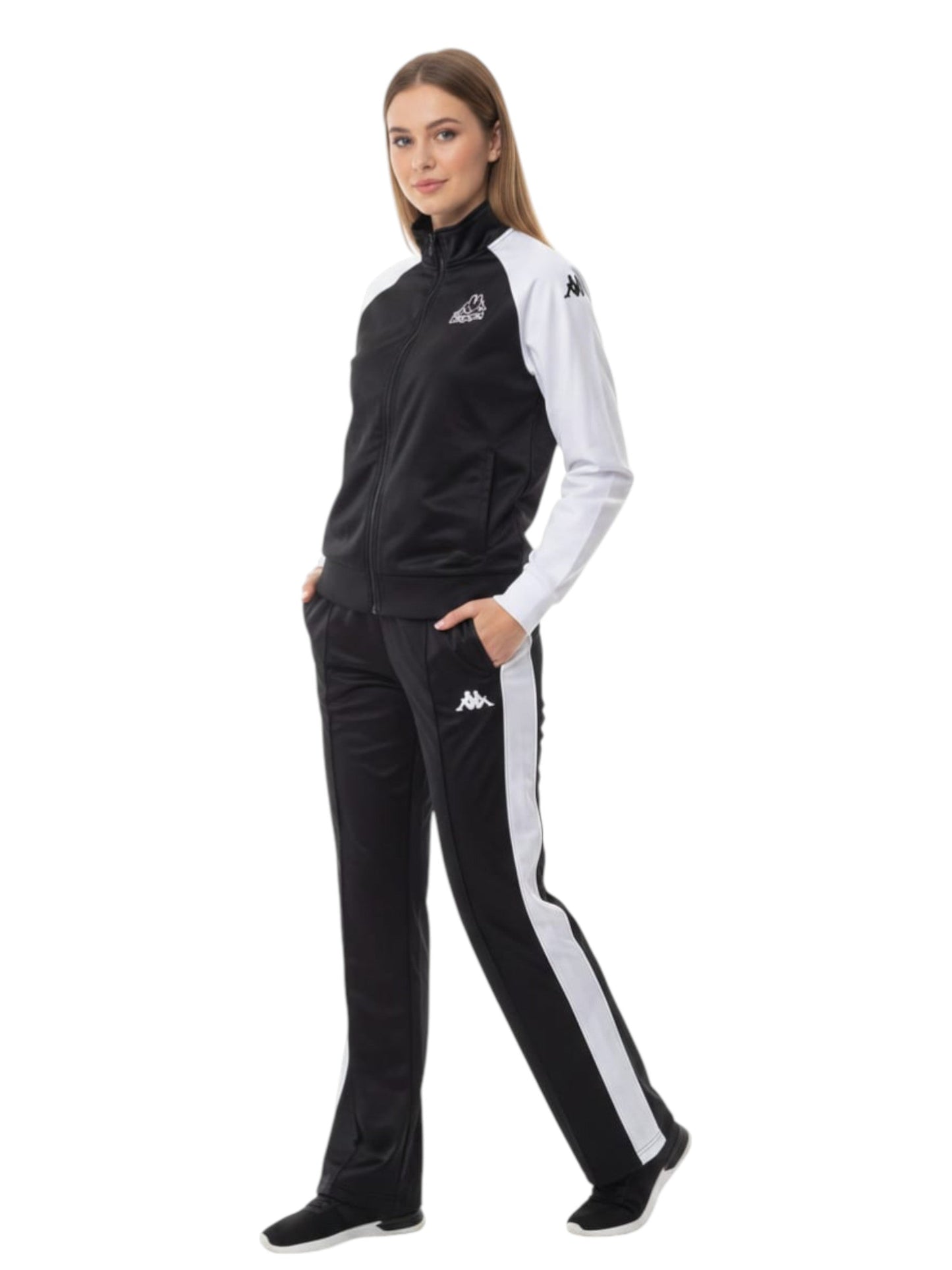 Women's Colorblocked Pajama Set,Black/White