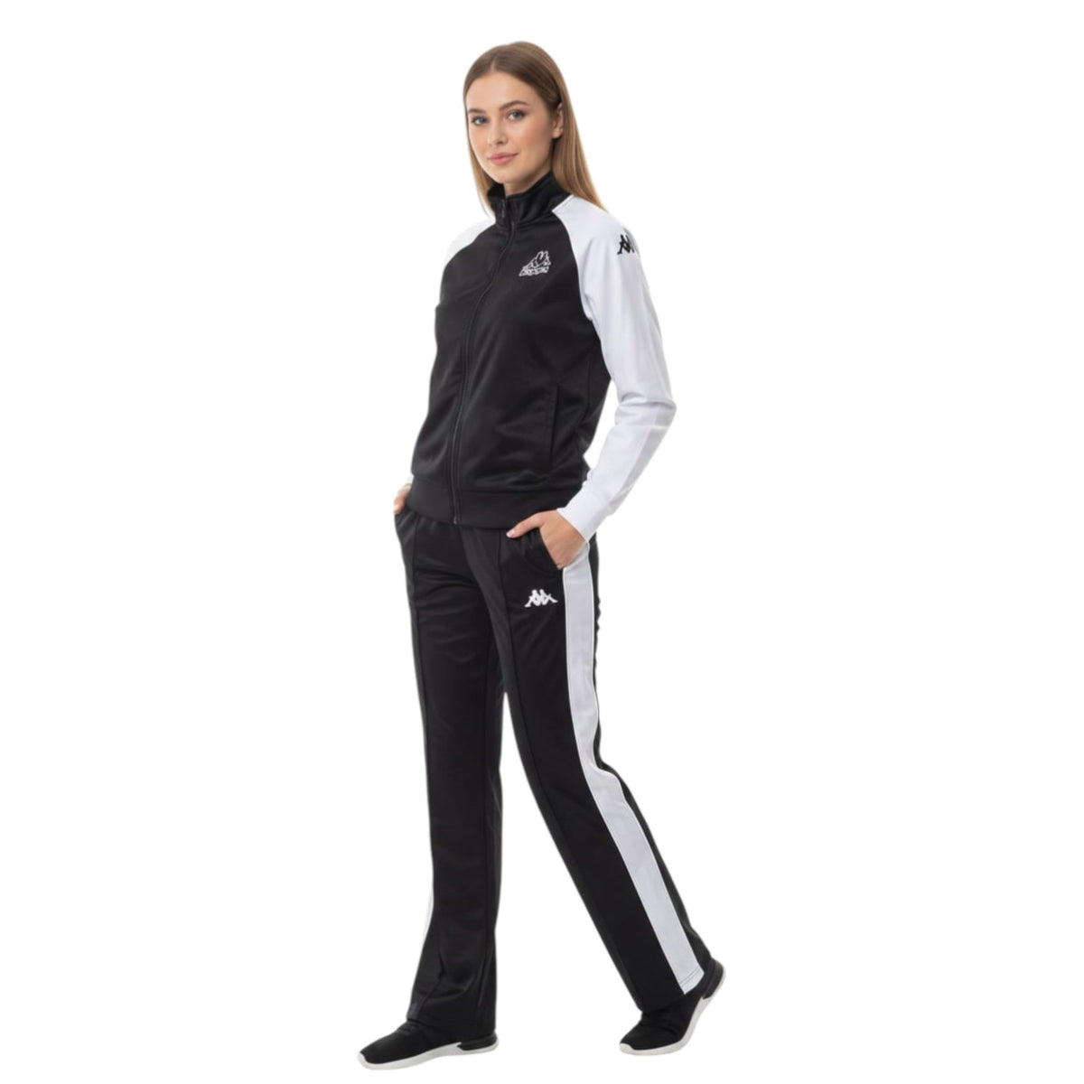 Women's Colorblocked Pajama Set,Black/White
