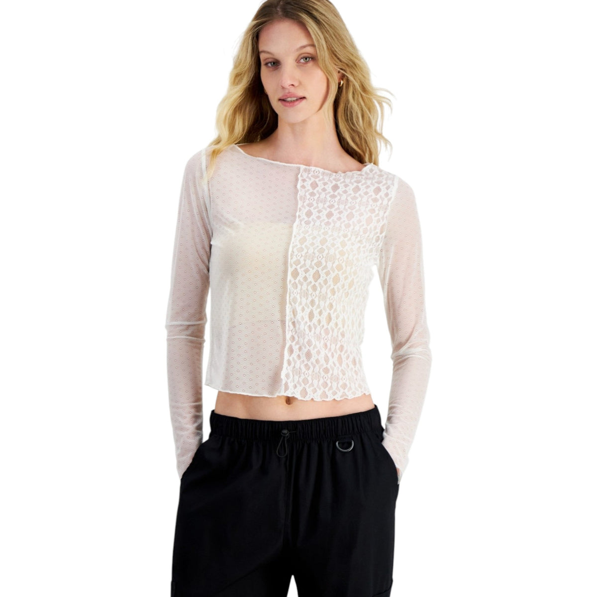 Women's Lace Printed Top,White