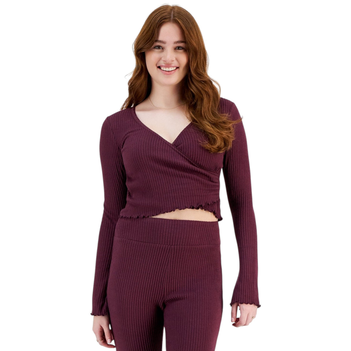 Women's Ribbed Top,Dark Purple