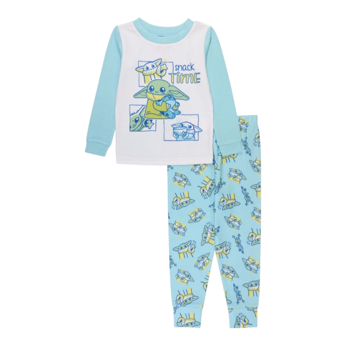 Kids Boy's Printed Pajama Set,Light Blue/White