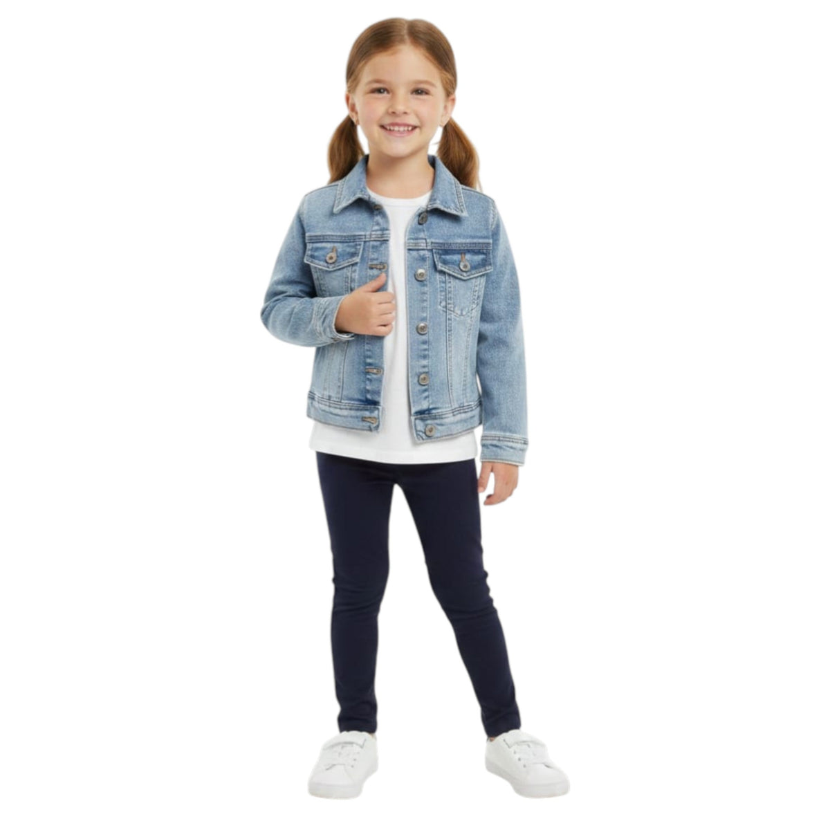 Kids Girl's Plain Denim Jacket,Light Blue