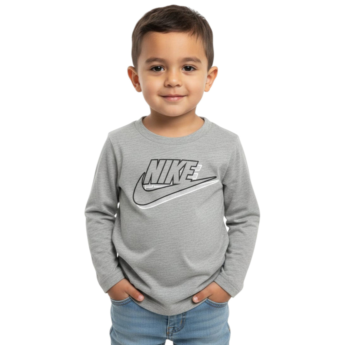 Kids Boy's Brand Logo Printed Top,Grey