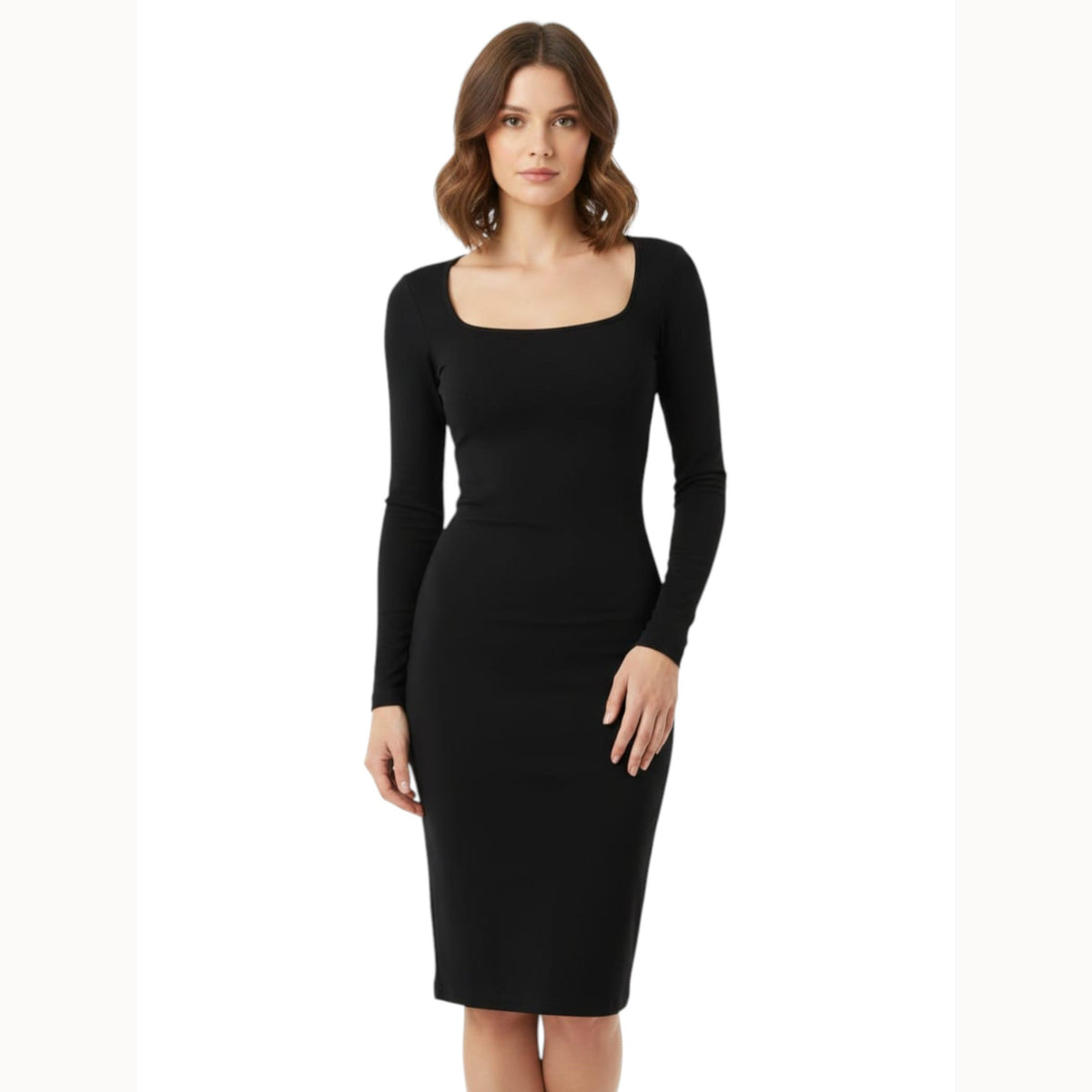 Women's Ribbed Dress,Black