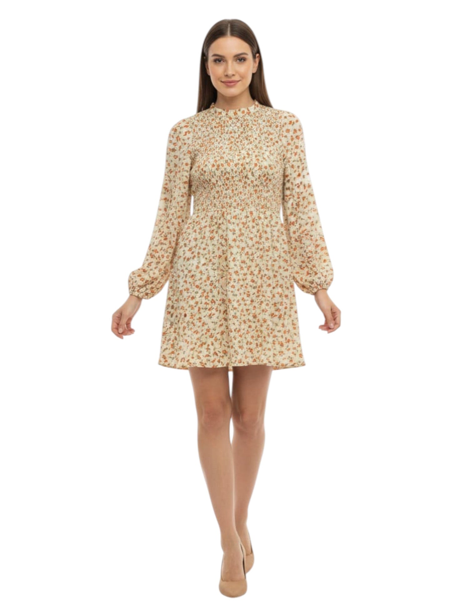 Women's Floral Printed Dress,Yellow