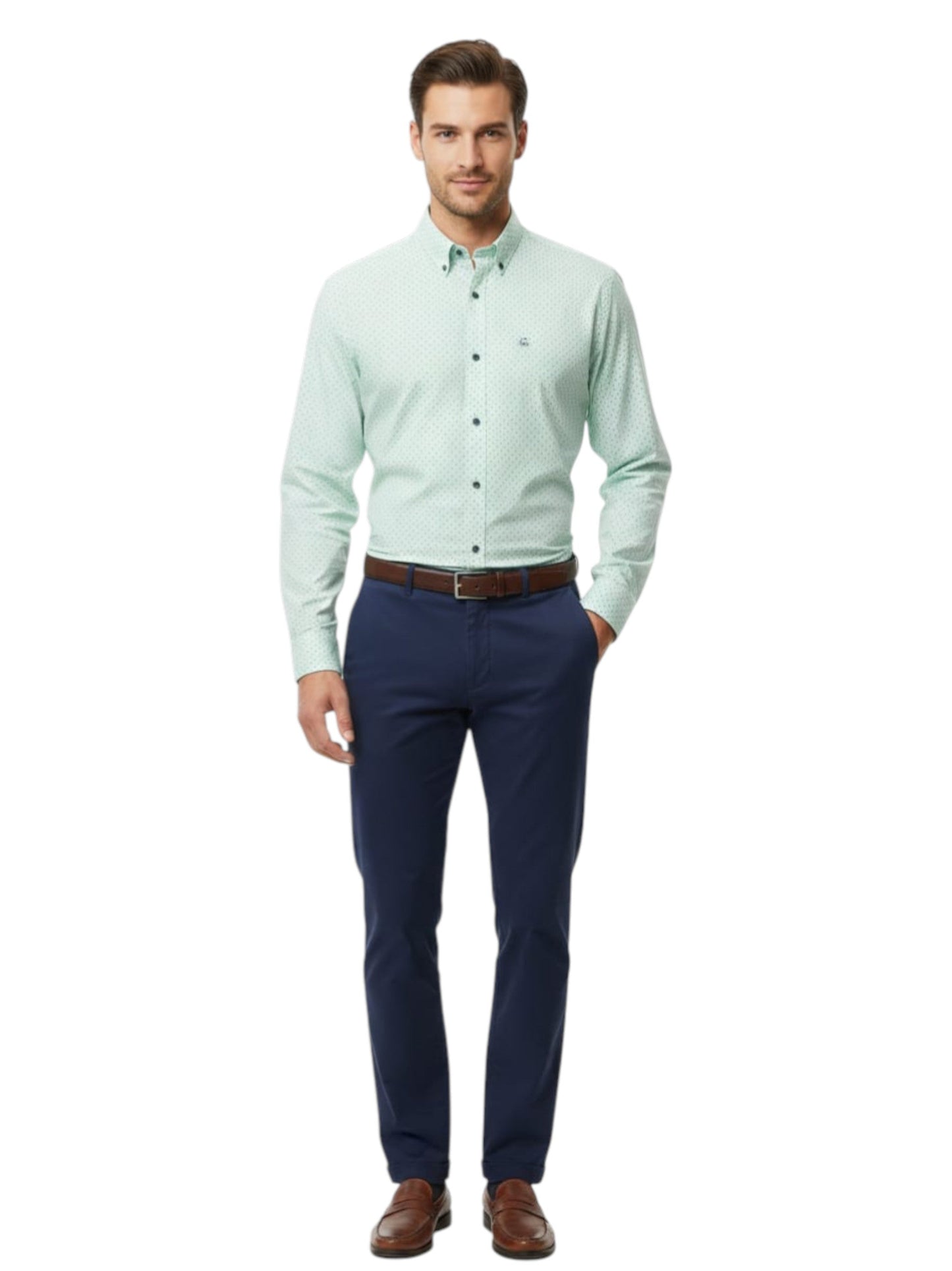 Men's Printed Dress Shirt,Light Mint