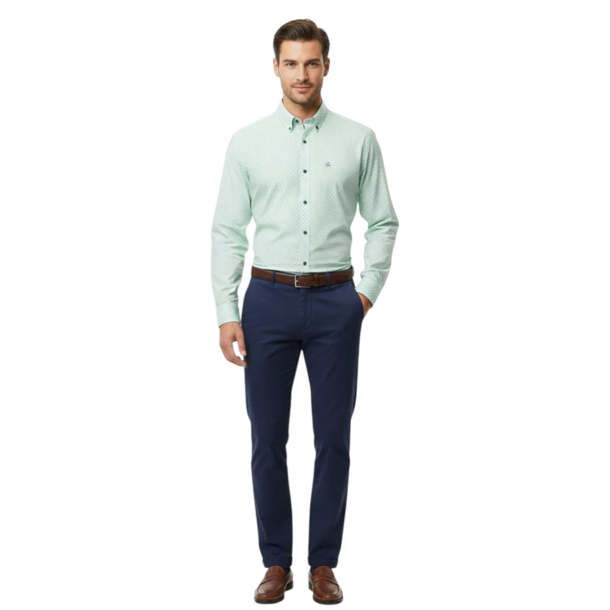Men's Printed Dress Shirt,Light Mint