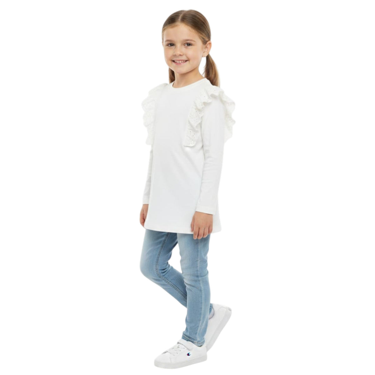 Kids Girl's Plain Solid Top,White