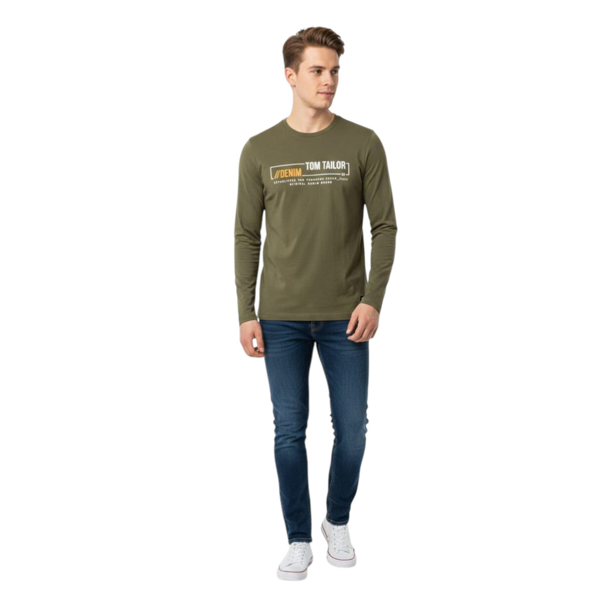 Men's Brand Logo Printed Top,Olive