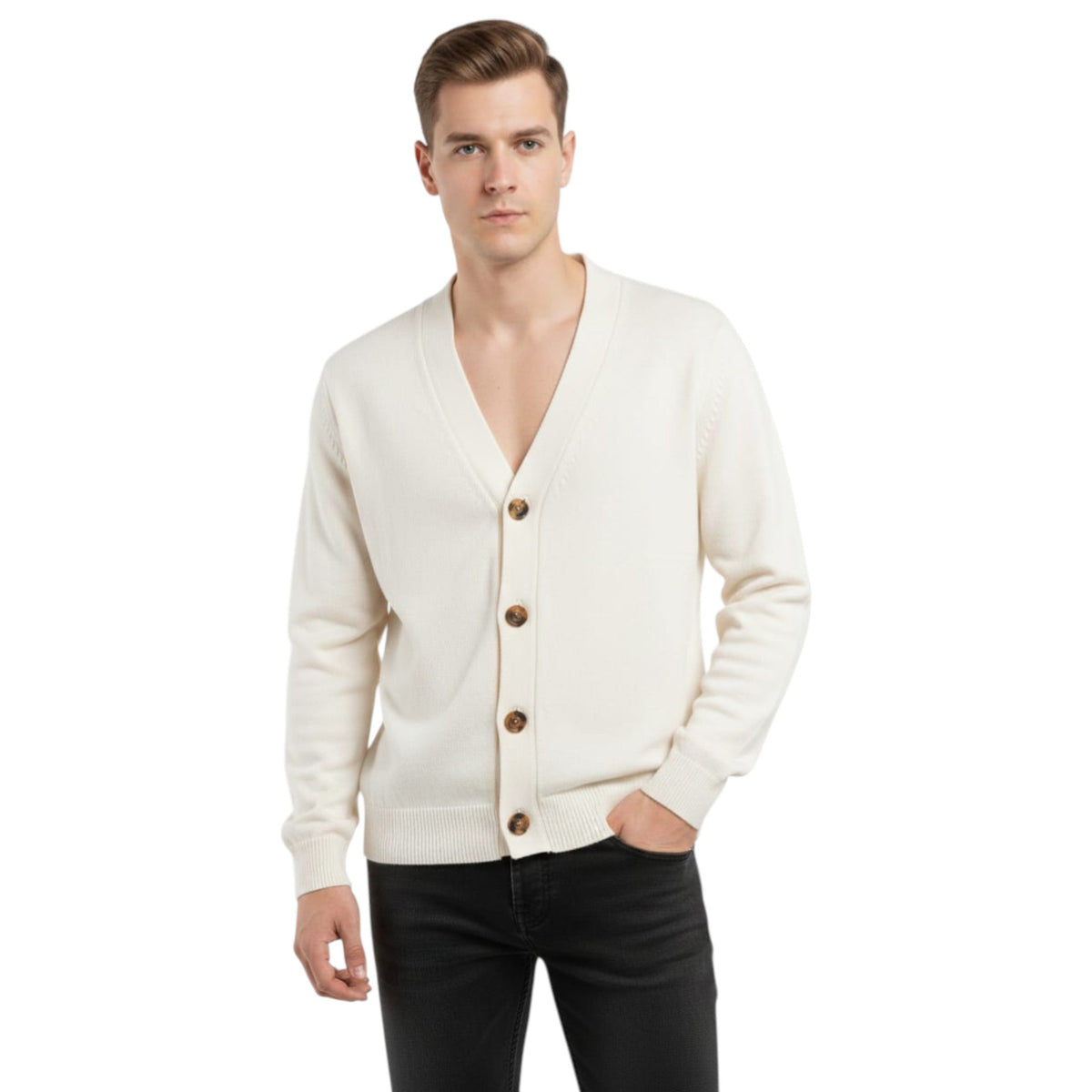 Men's Knitted Cardigan,Off White