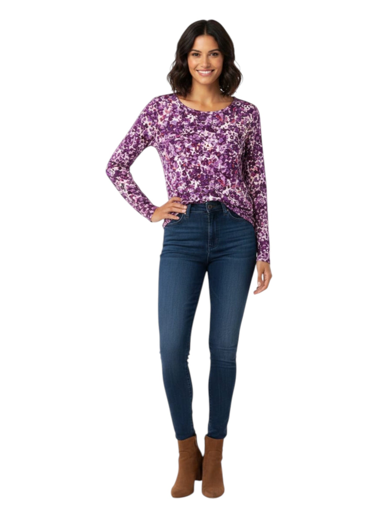 Women's Printed Top,Dark Purple