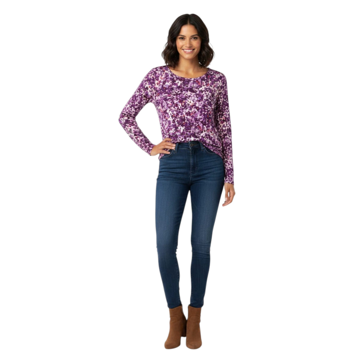 Women's Printed Top,Dark Purple