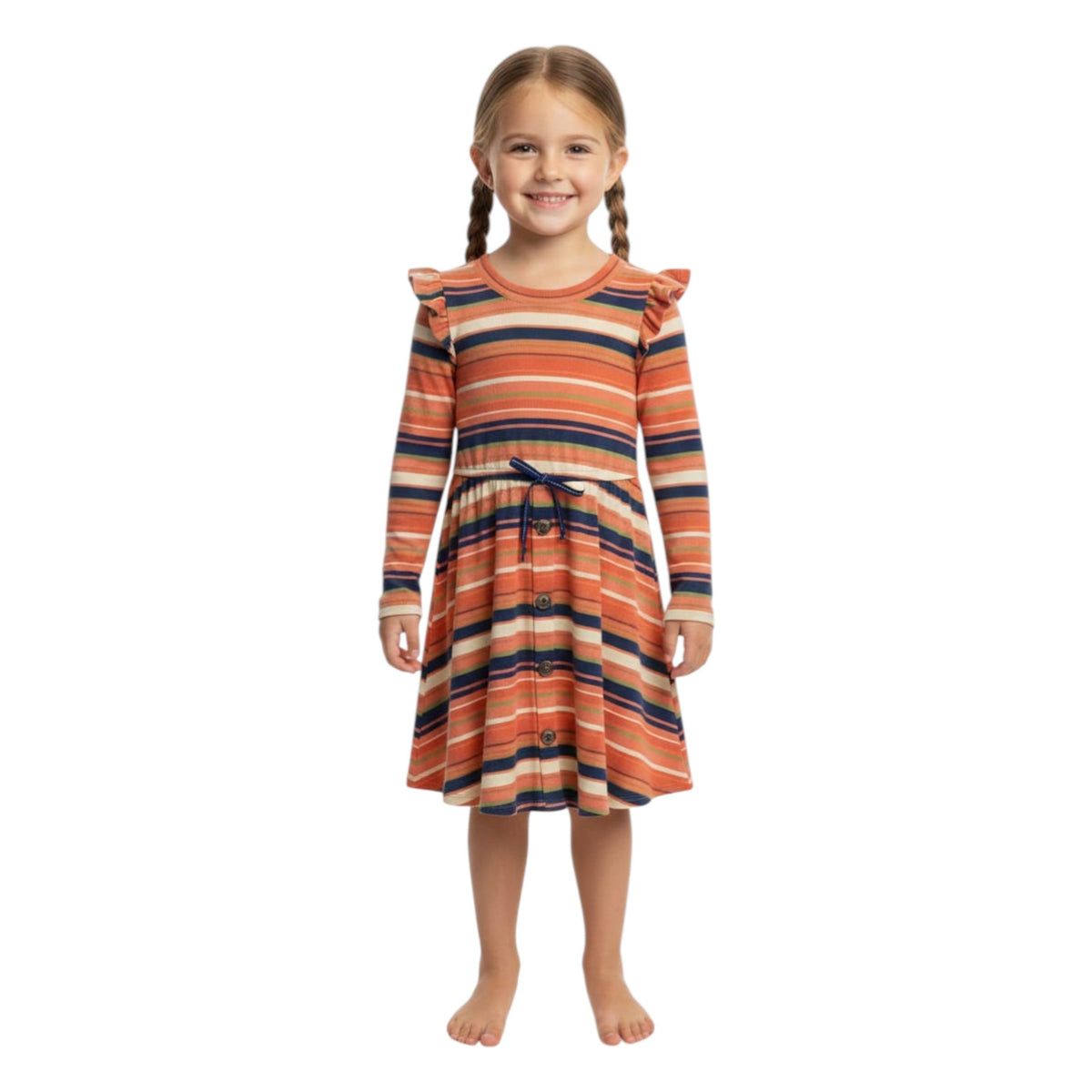 Kids Girl's Striped Dress,Multi