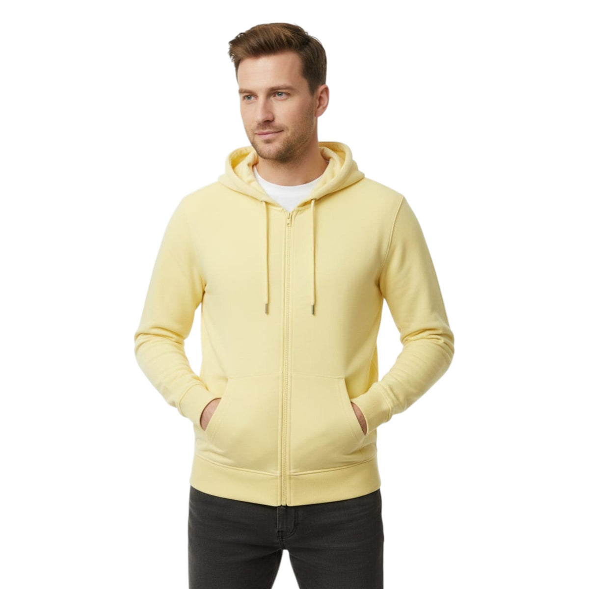 Men's Plain Solid Hoodie,Yellow
