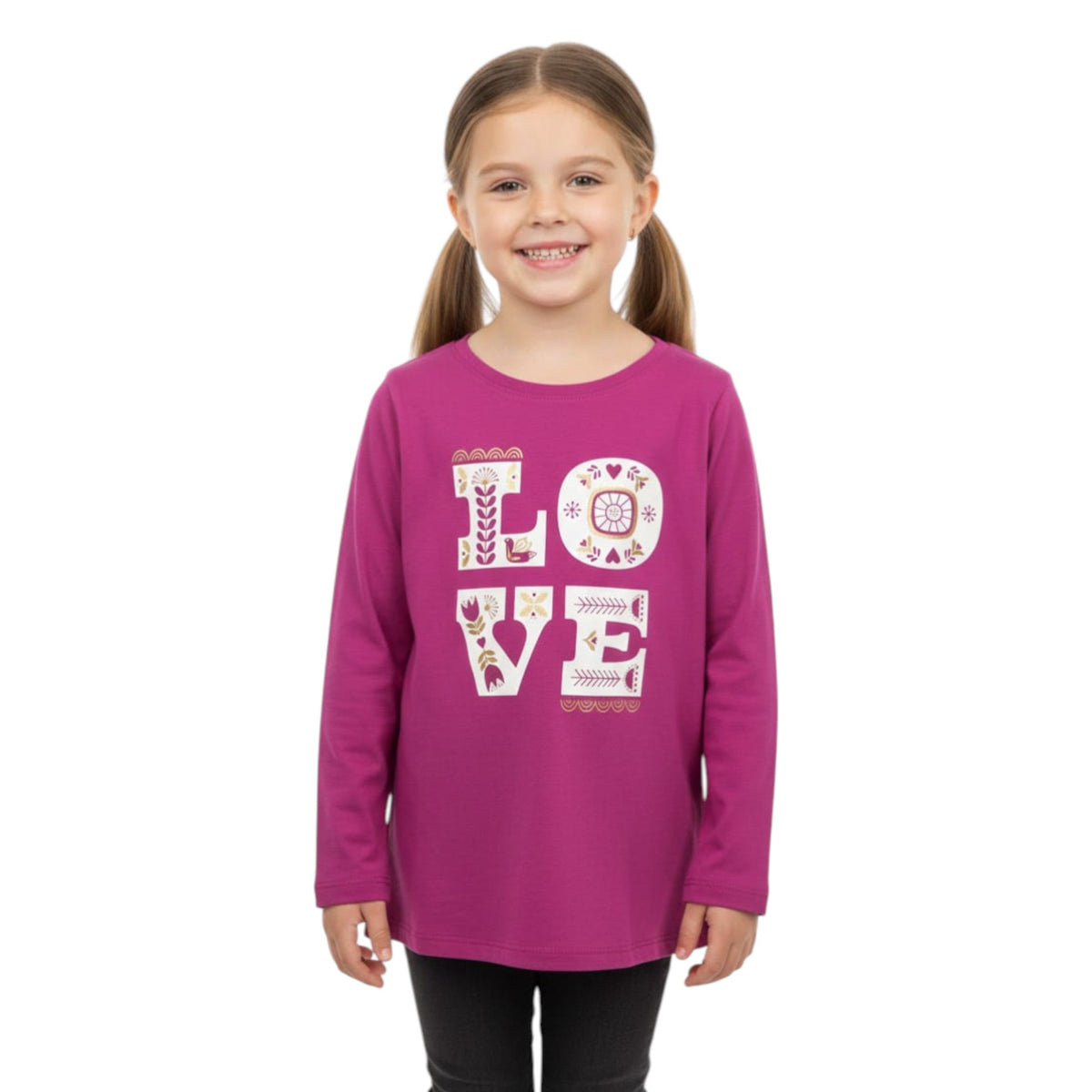 Kids Girl's Printed Top,Dark Purple