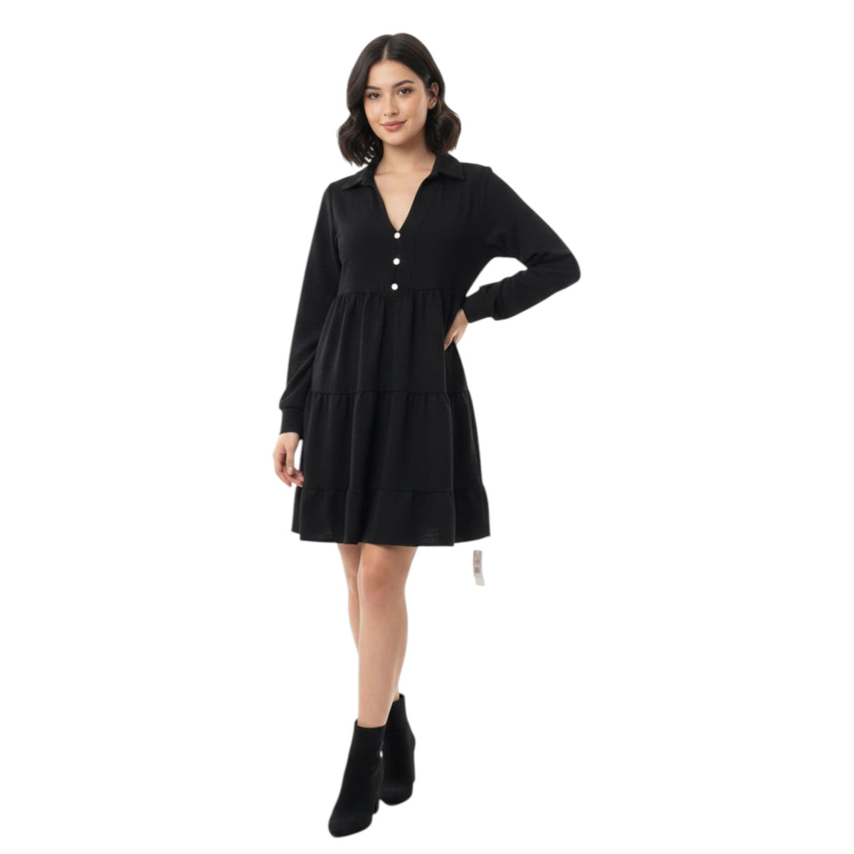 Women's Plain Solid Dress,Black