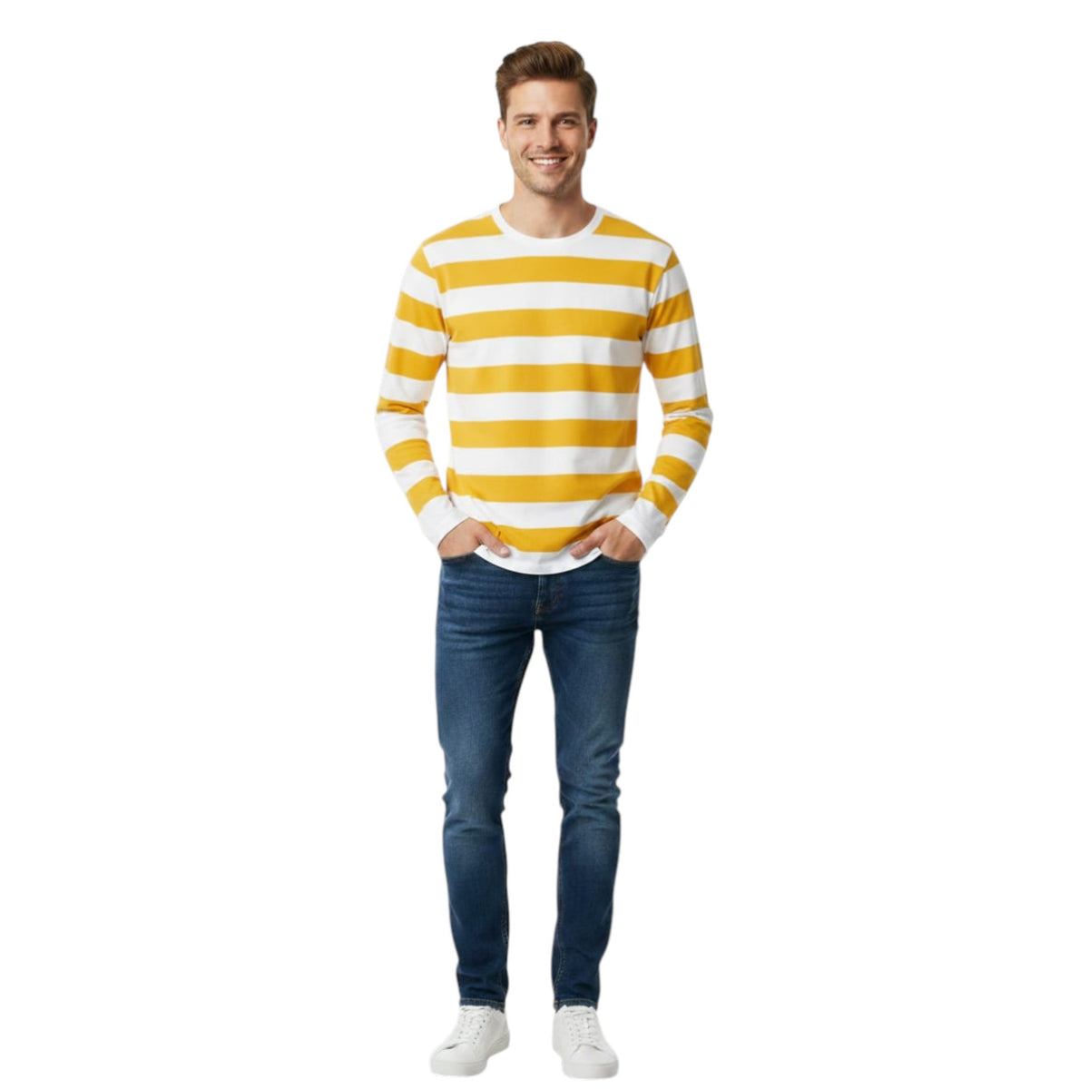 Men's Colorblocked Top,Off White/Mustard