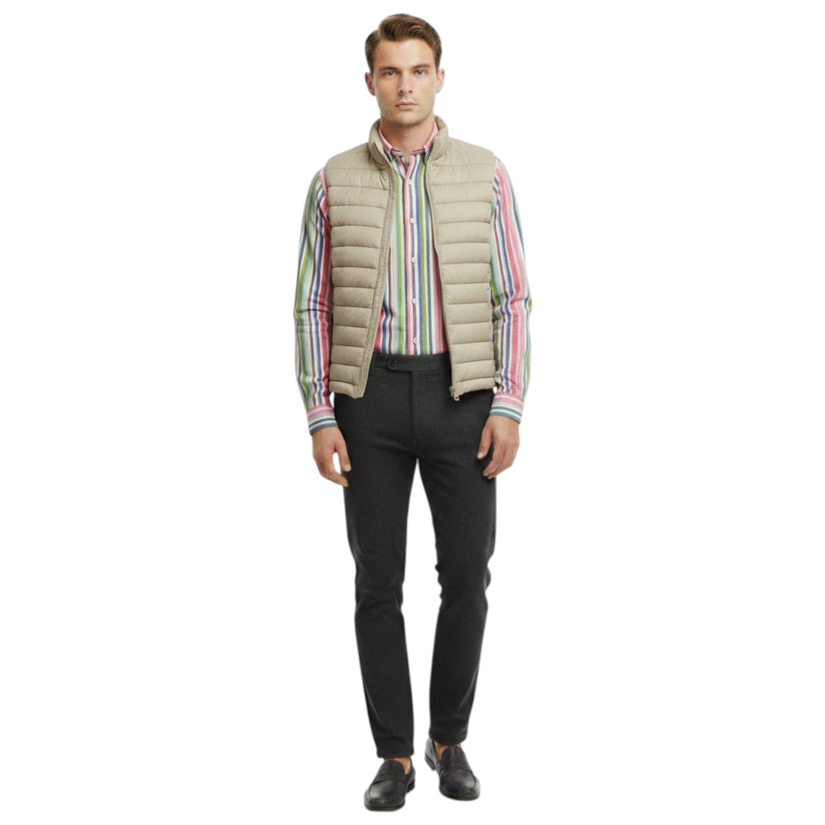 Men's Quilted Vest,Beige