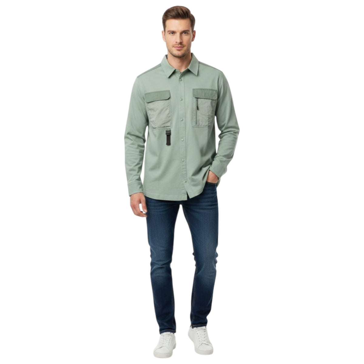 Men's Plain Solid Dress Shirt,Mint