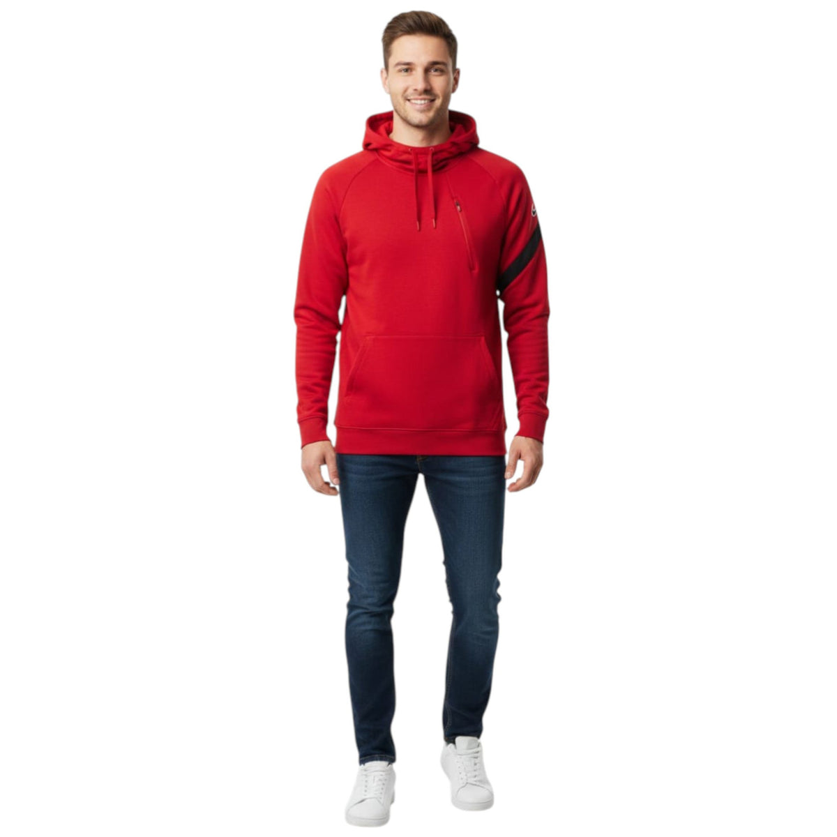 Men's Plain Solid Hoodie,Red