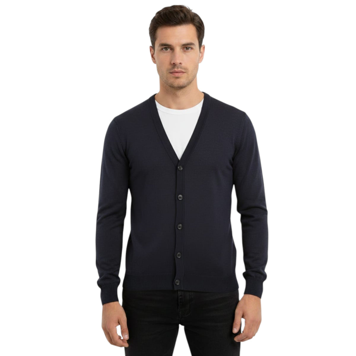 Men's Plain Solid Cardigan,Navy
