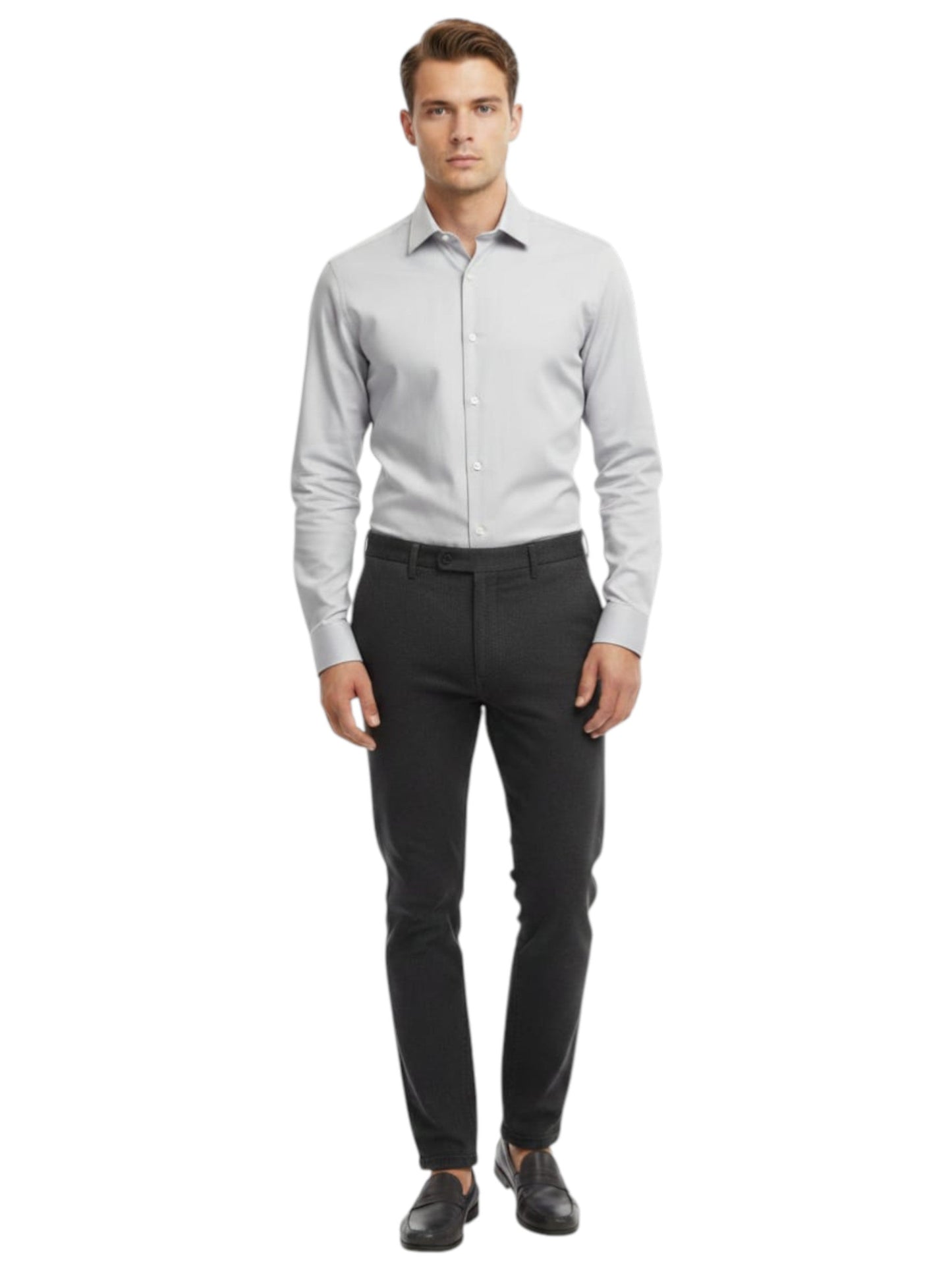 Men's Plain Solid Dress Shirt,Grey
