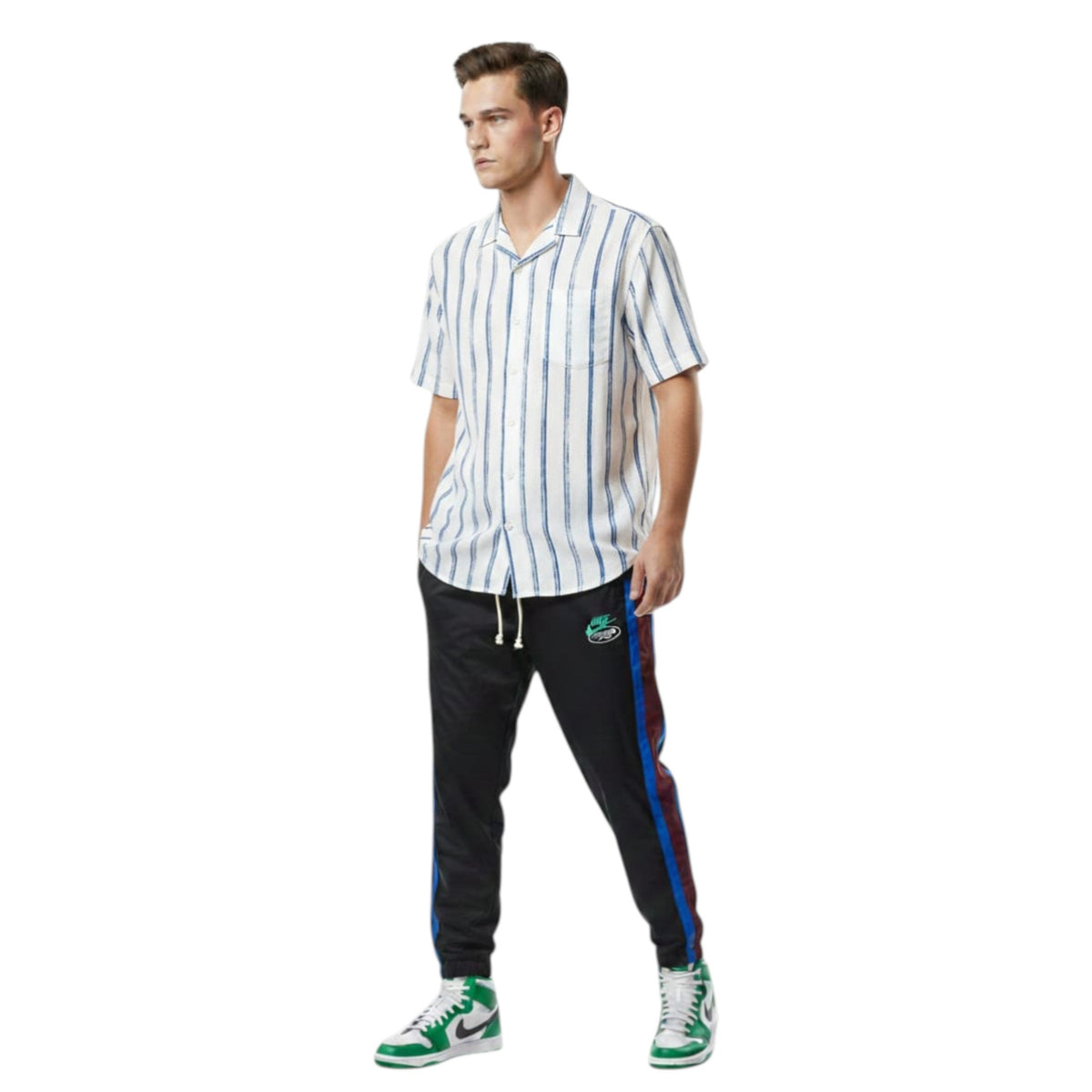 Men's Striped Dress Shirt,Blue/White