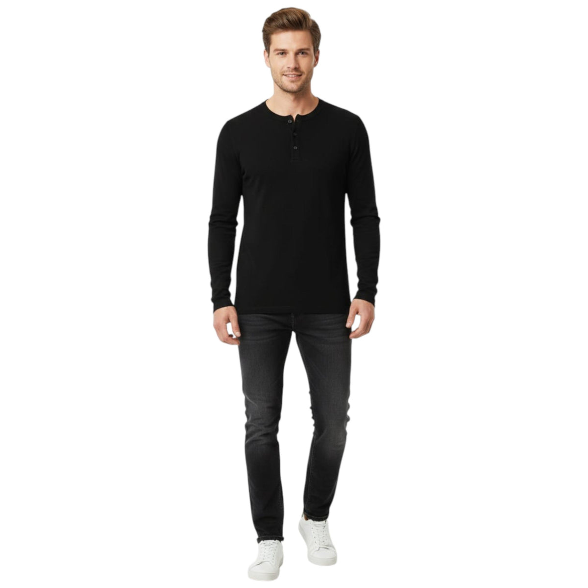 Men's Plain Solid Top,Black
