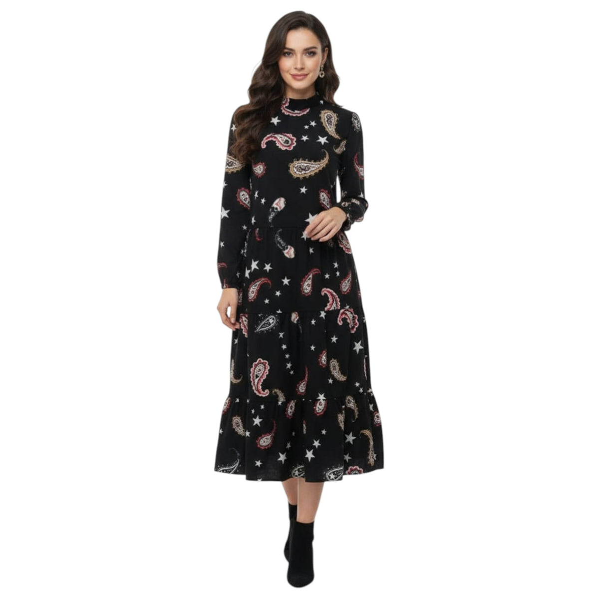 Women's Printed Dress,Black