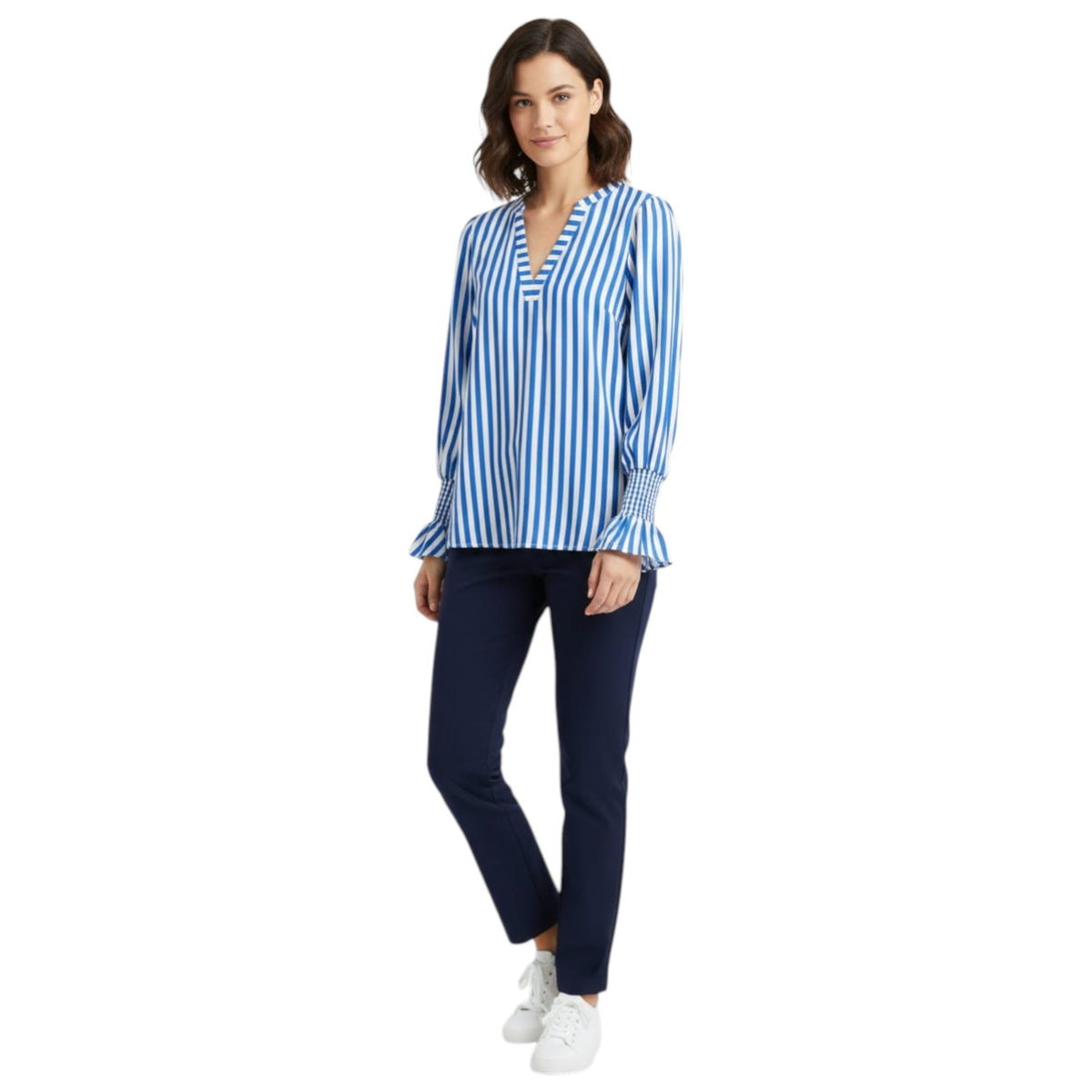 Women's Striped Top,Blue/White