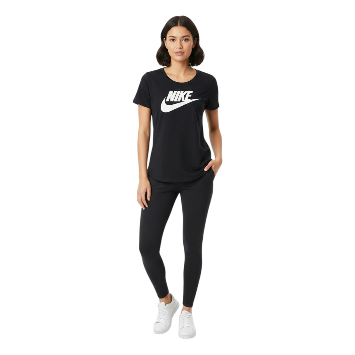 Women's Brand Logo Printed Sport Top,Black