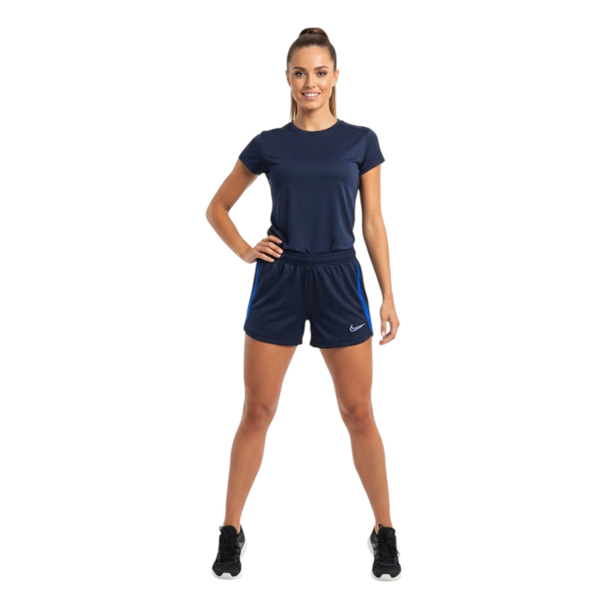 Women's Striped Sport Short,Navy/Blue