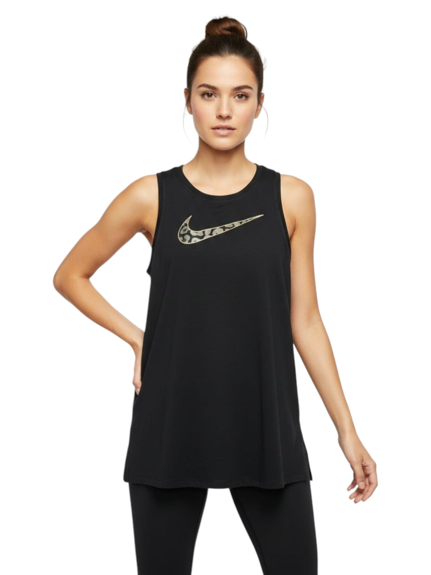 Women's Brand Logo Printed Sport Top,Black