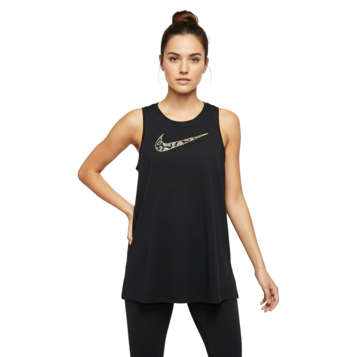 Women's Brand Logo Printed Sport Top,Black