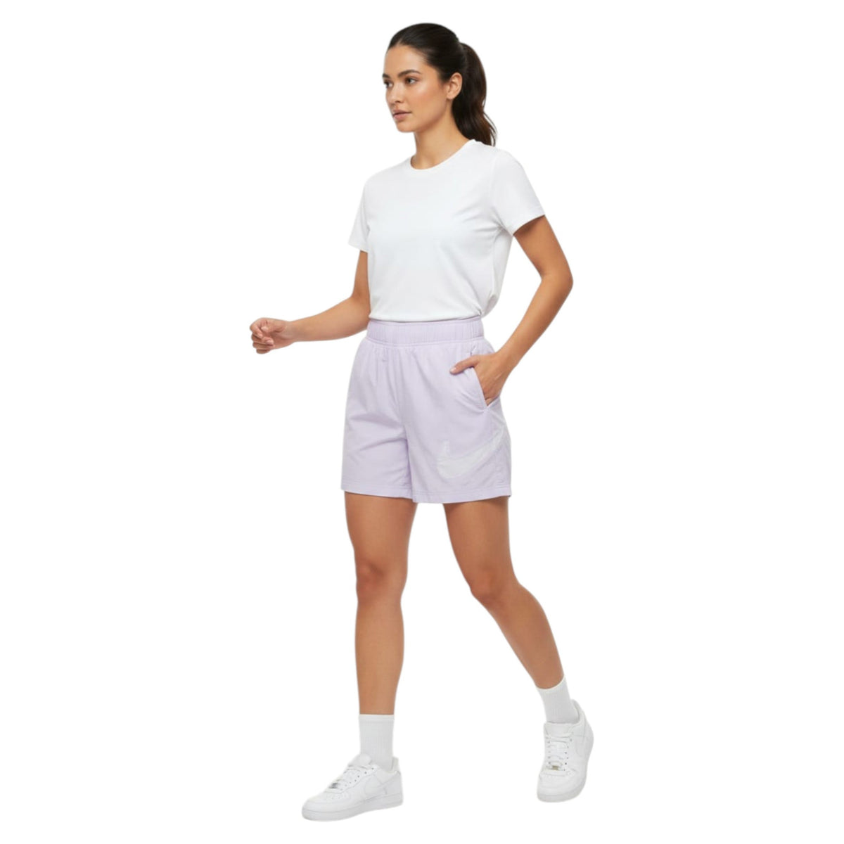 Women's Plain Solid Sport Short,Light Purple