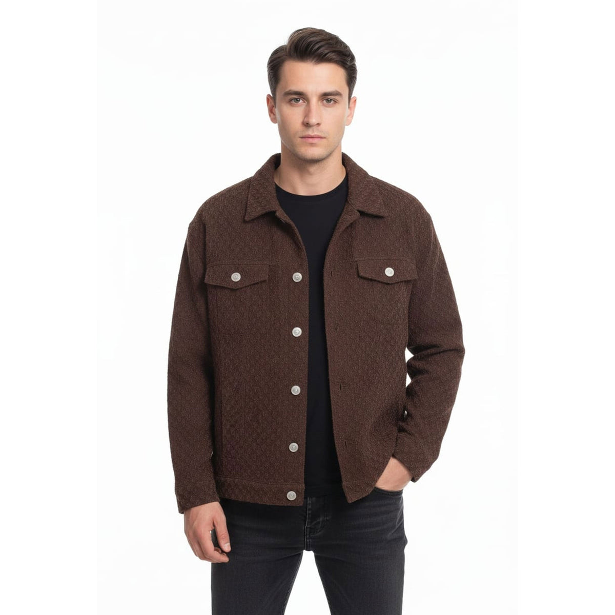 Men's Textured Jacket,Brown