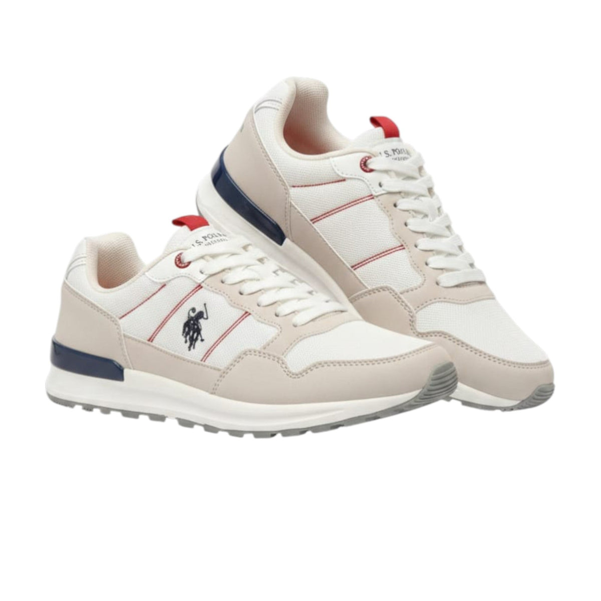 Men's Brand Logo Patched Shoes,White/Beige