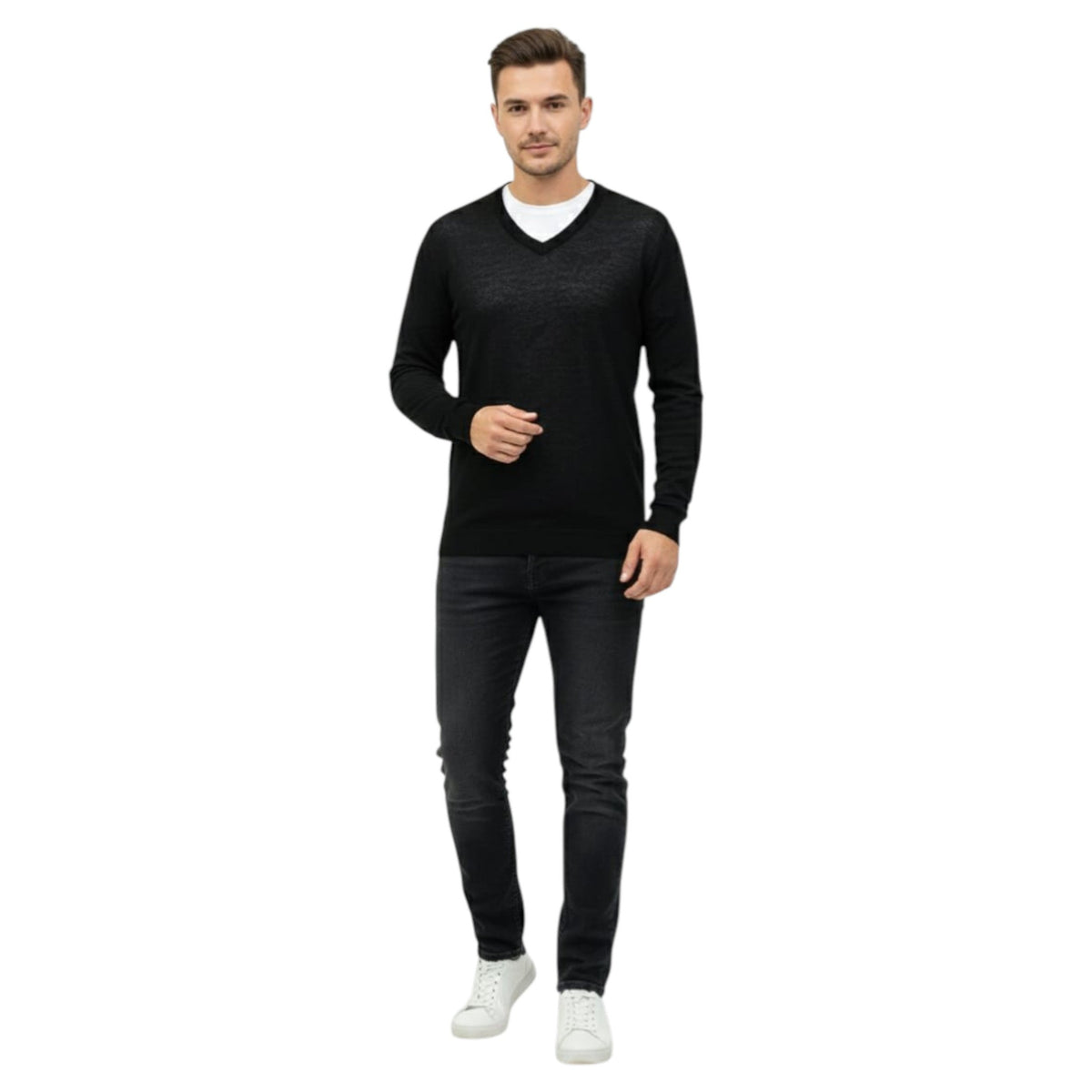 Men's Plain Solid Sweaters,Black
