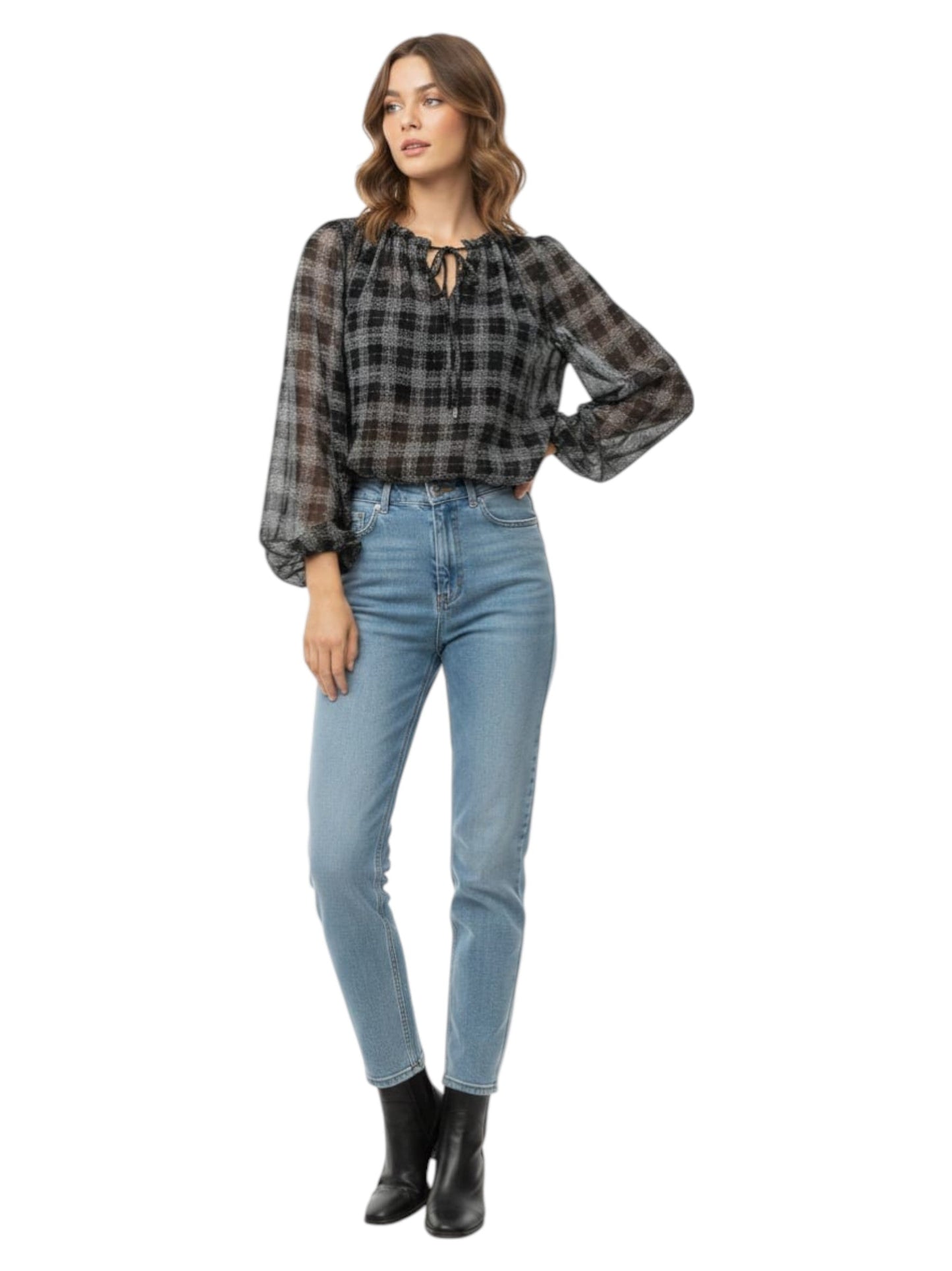 Women's Printed Top,Black/White